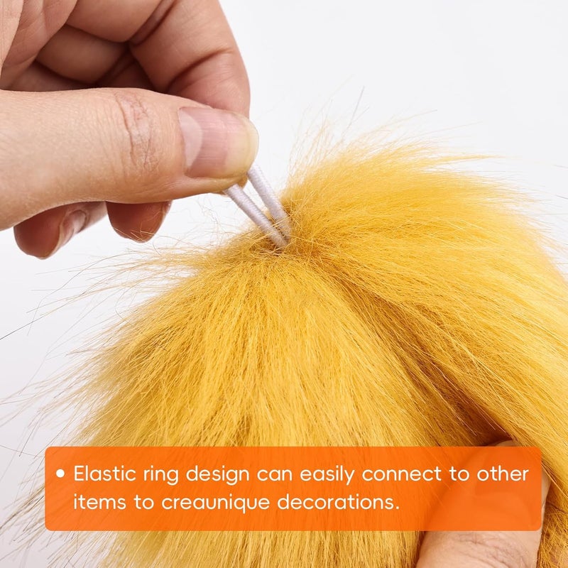 Daieeparty Daieparty 12Pcs Yellow Green Purple Faux Fur Pom Pom Balls,Fluffy Pompom Balls with Elastic Loop Ball Detachable Knitting Accessories for Knitting Hats Beanies Shoes,Scarves,Glove - Image 3